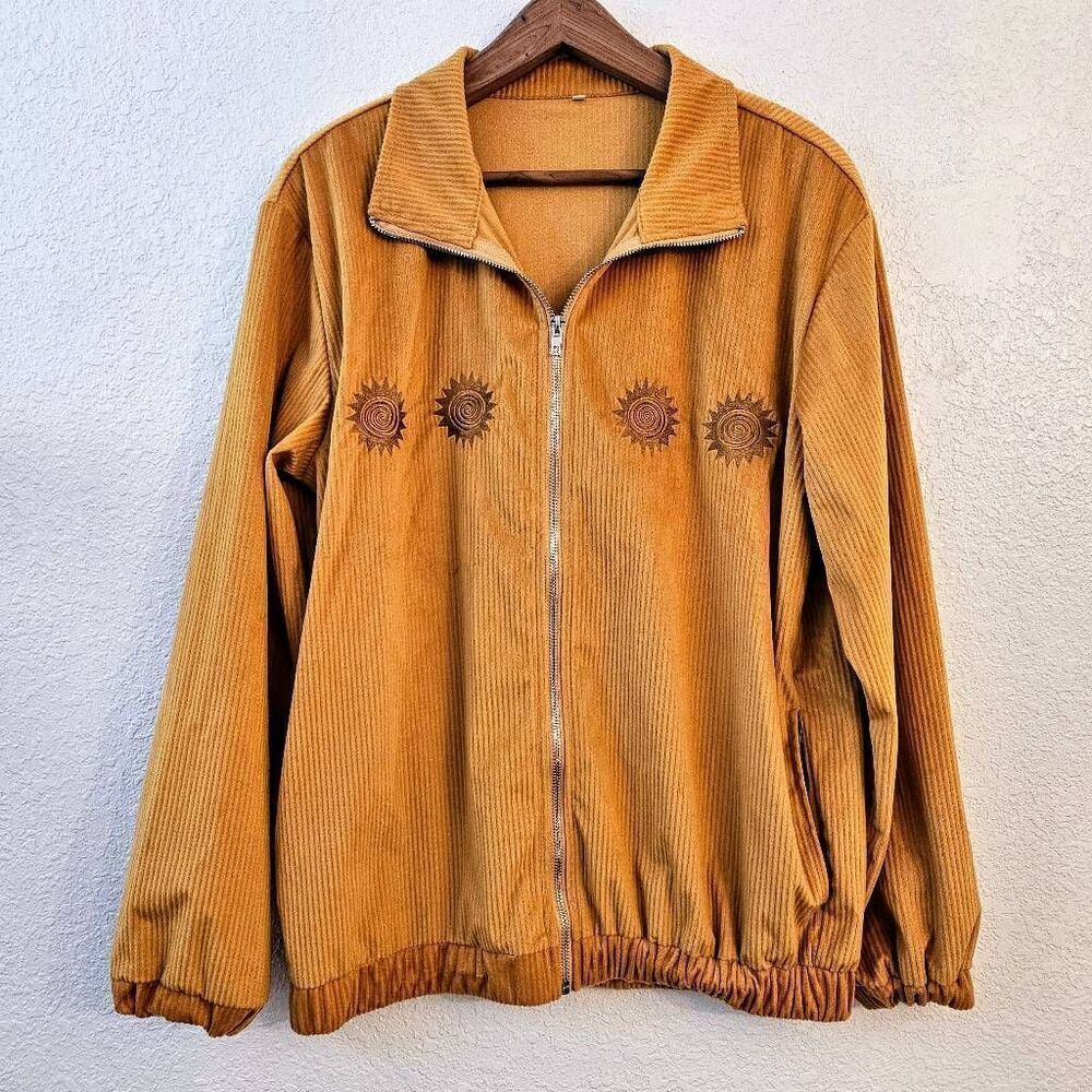 Yellow/Gold Unisex Corduroy Sun Lightweight Jacket: Unique Fun Statement Piece